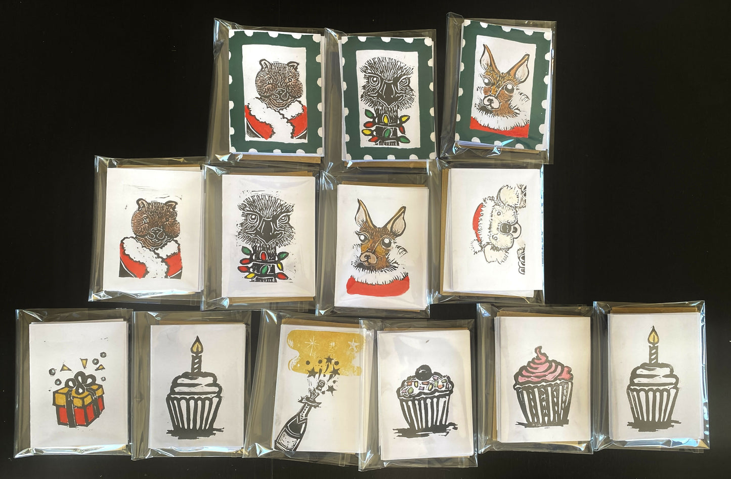 4 Assorted Christmas Gift cards & envelopes