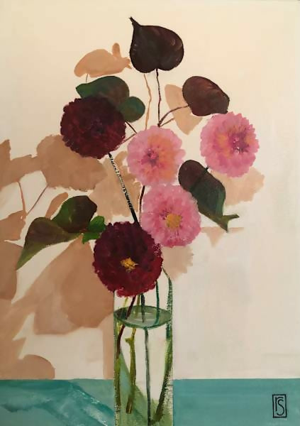 Bottle of Dahlias