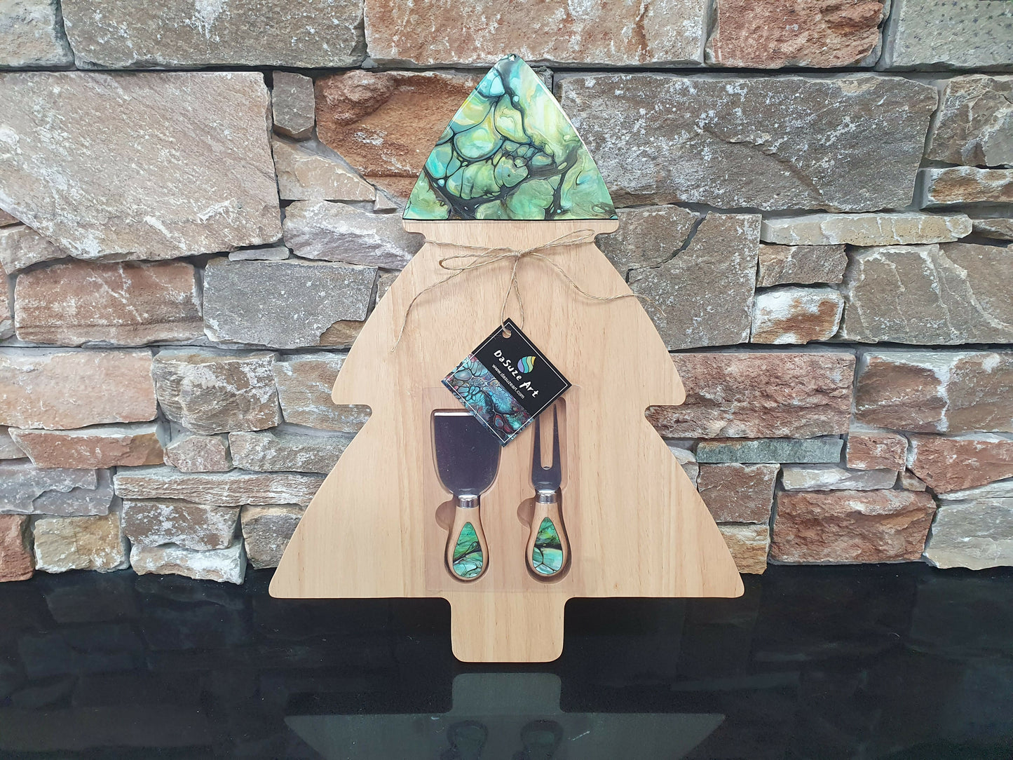 Christmas Tree Cheese Board and 2 Cheese Knife set