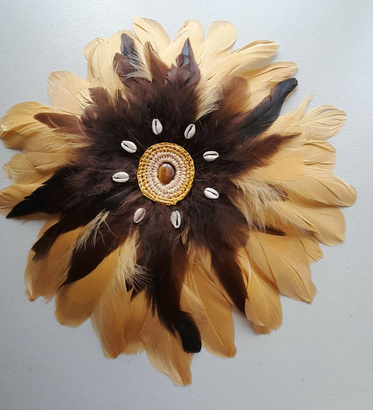 brown feather wall hanging