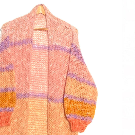 HKCAD-10 long hand knitted cardigan