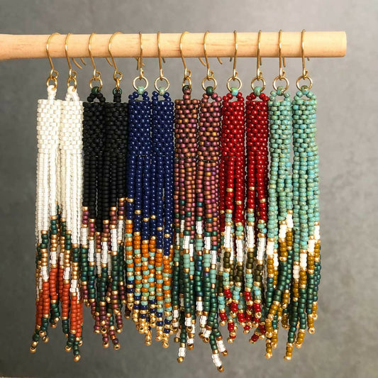 Bek + Eula Long Fringe Bead Earrings