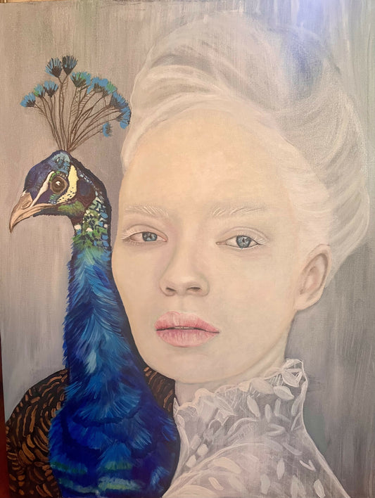 A girl and her peacock