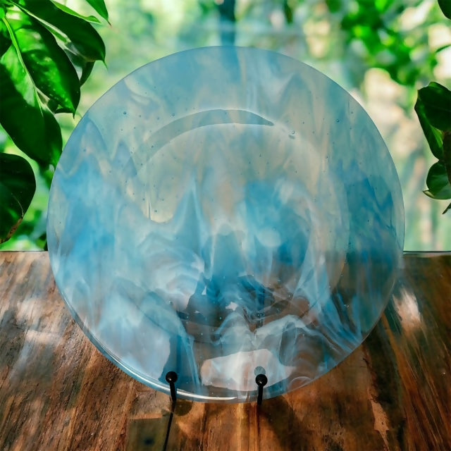 Handcrafted Glass Serving Plate – Ocean Mist