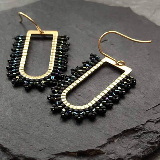 Bek + Eula Herringbone Weave Delica Bead Earrings