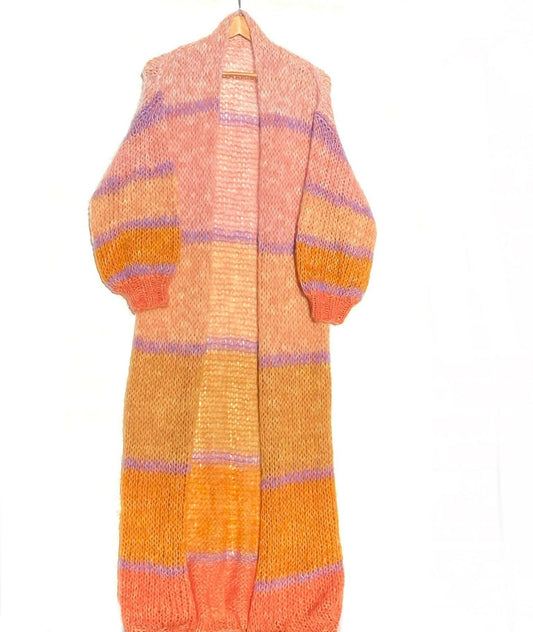 HKCAD-10 long hand knitted cardigan