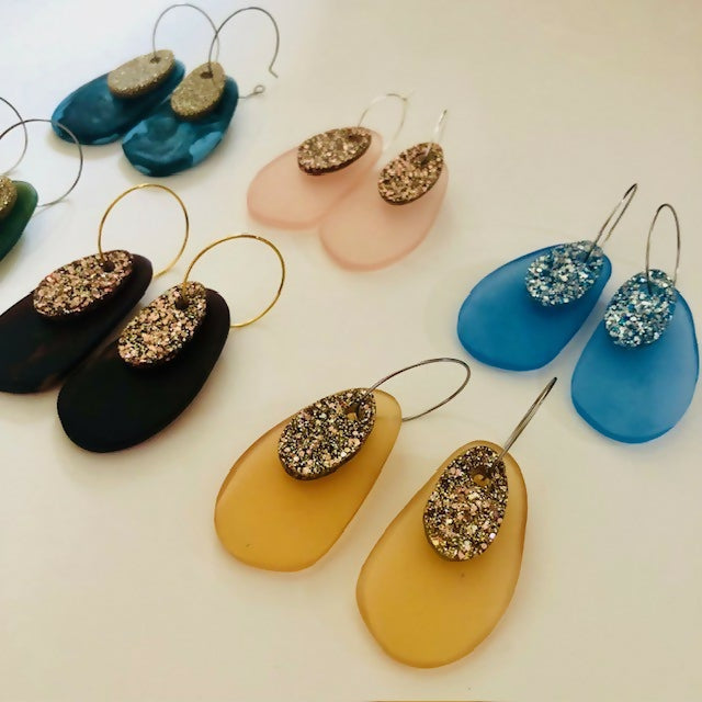 Tusk and Gold Swinging Teardrops