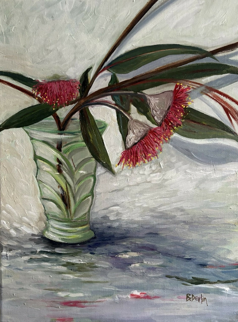 Flowering Gum in Irish Green Glass