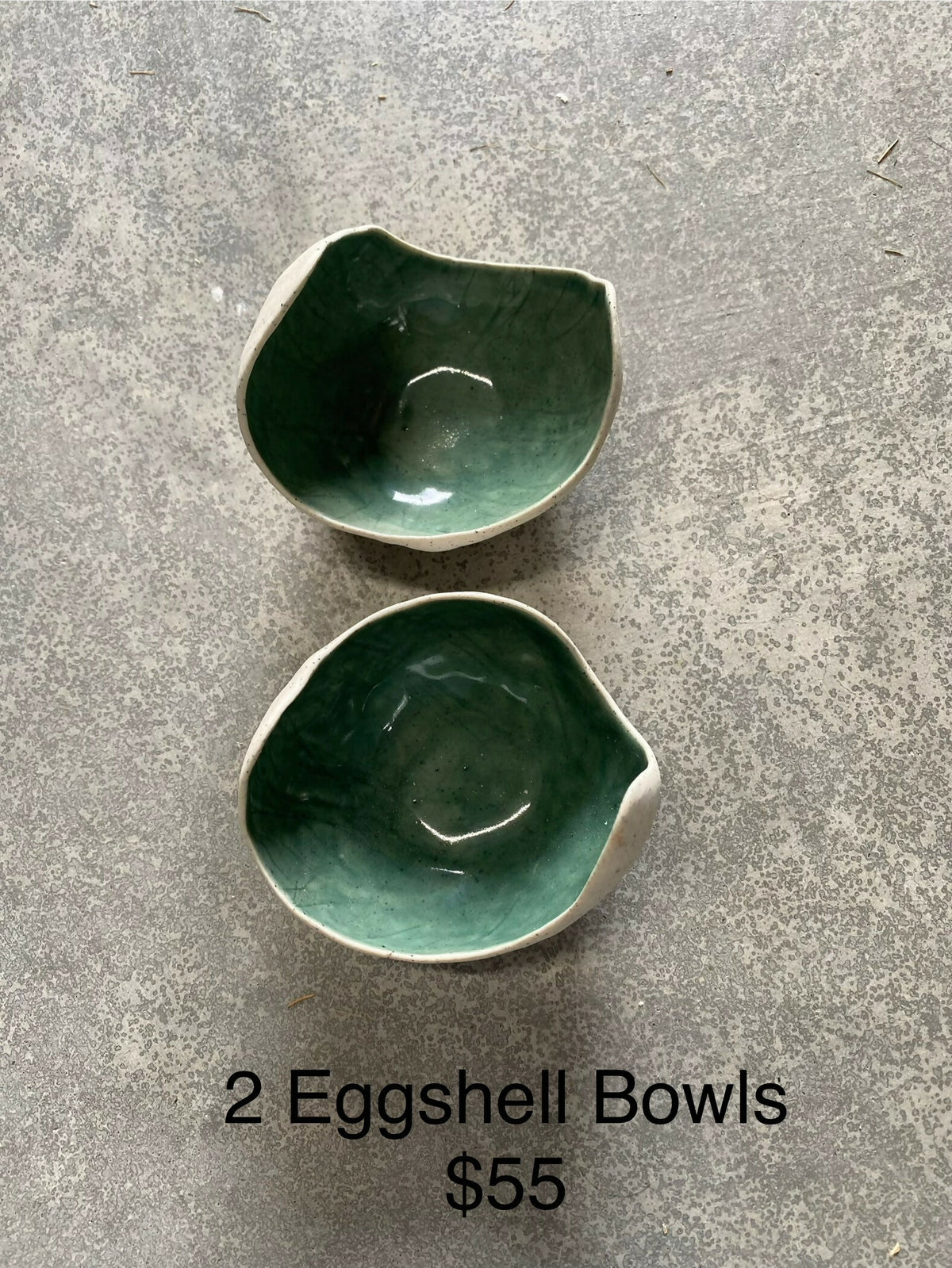 2 Green Eggshell Bowls