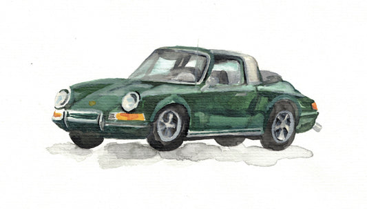 Green Car Greeting Card
