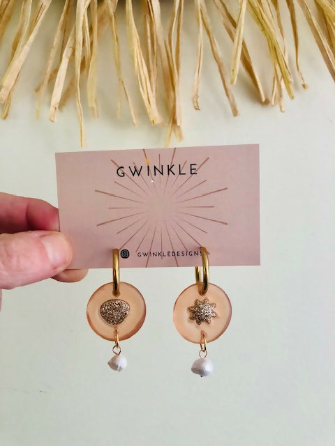 Sunny and Moon Sheer Amber Dangles
