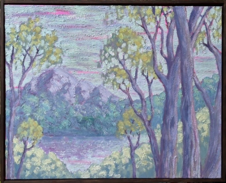 Tall eucalypts, quiet water