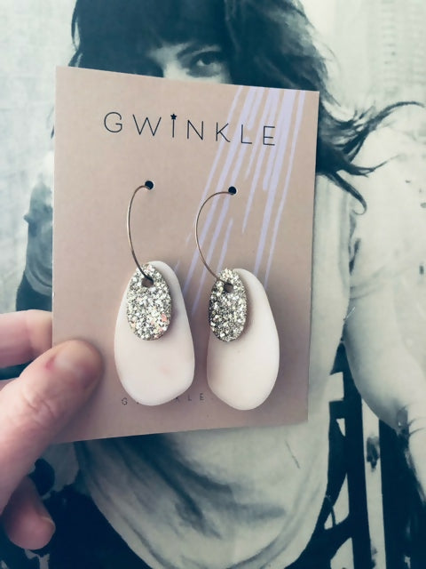 Tusk and Gold Swinging Teardrops