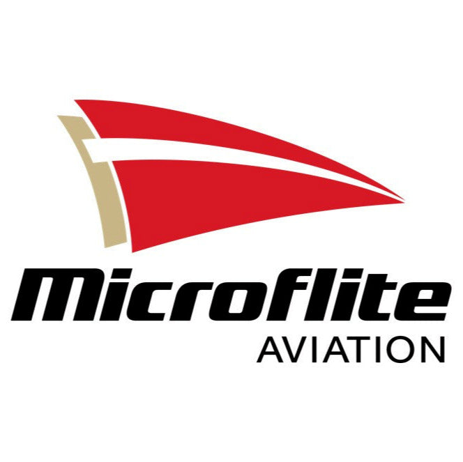 Microflite Aviation logo with red and gold design on a white background