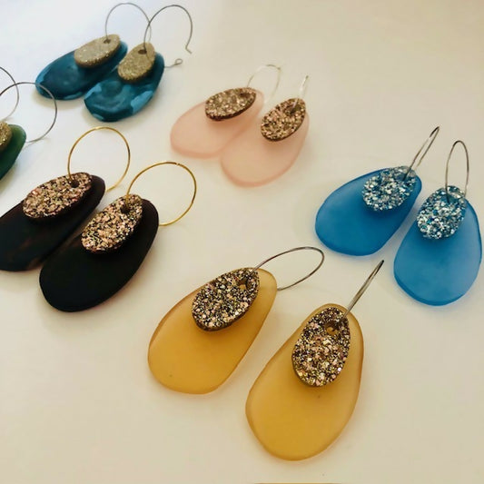 Tusk and Gold Swinging Teardrops
