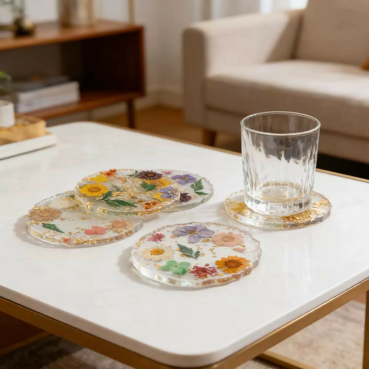 Pressed Flower Resin Coaster