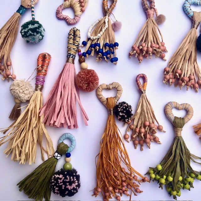 Raffia Boho Bag Tassels